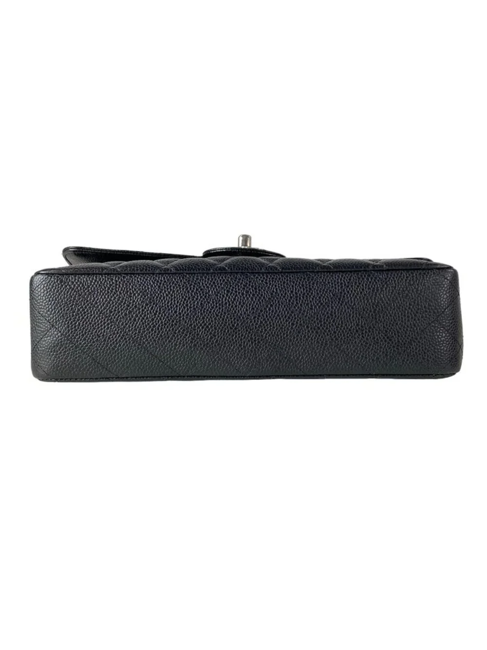 Chanel Shoulder Bag Double Flap Quilted Black Chain Silver